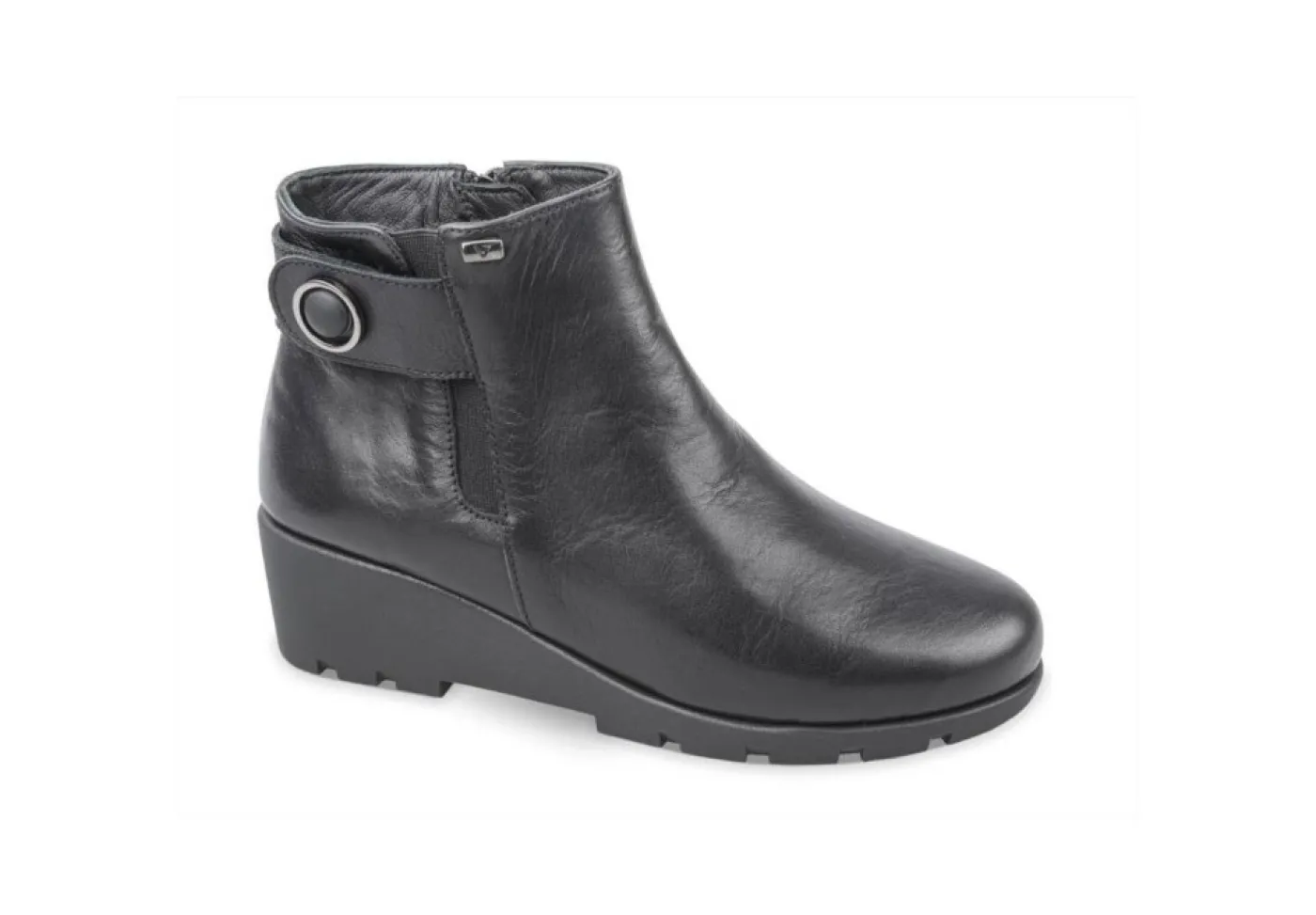 Valleverde Tronchetti*Tronchetto Da Donna In Pelle Con Zeppa E Zip Vs10413 Nero