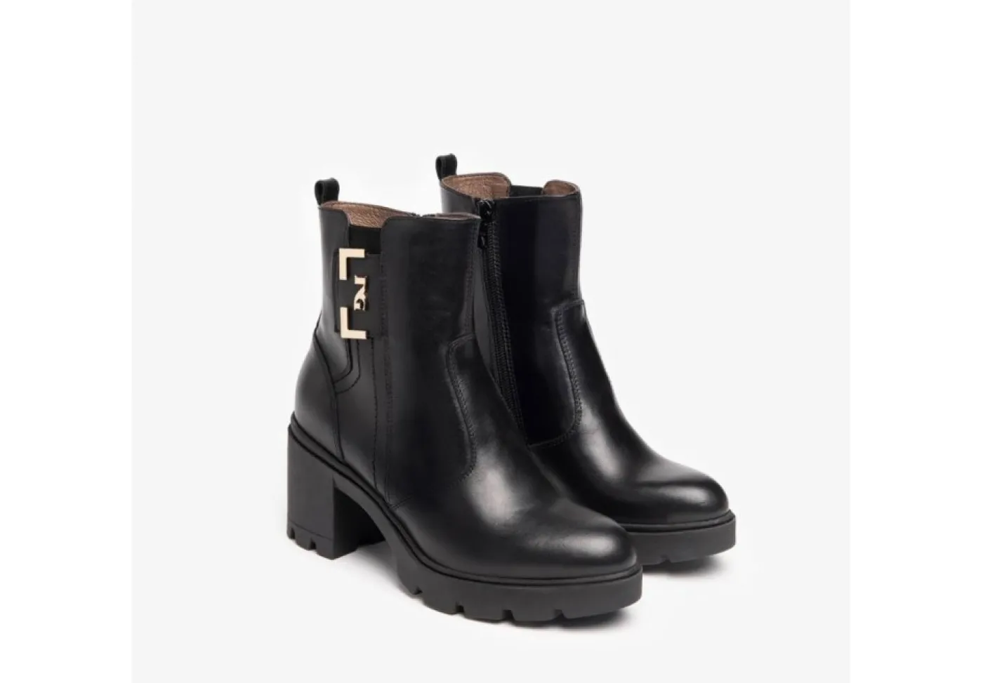 Nero Giardini Con Tacco*Tronchetto Da Donna In Pelle Con Tacco I205860D Nero