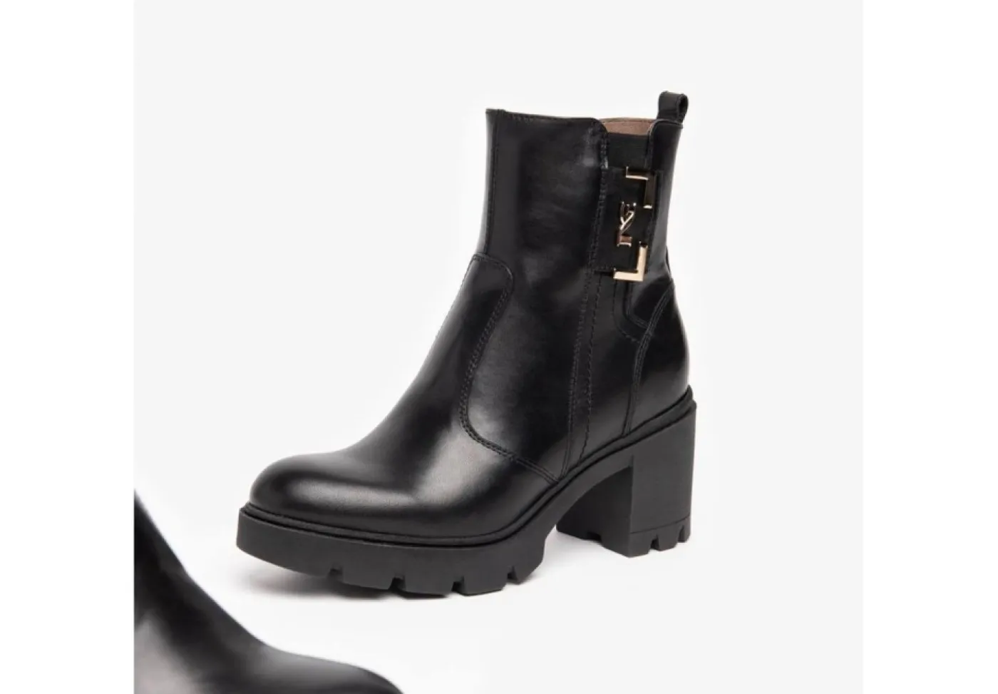 Nero Giardini Con Tacco*Tronchetto Da Donna In Pelle Con Tacco I205860D Nero