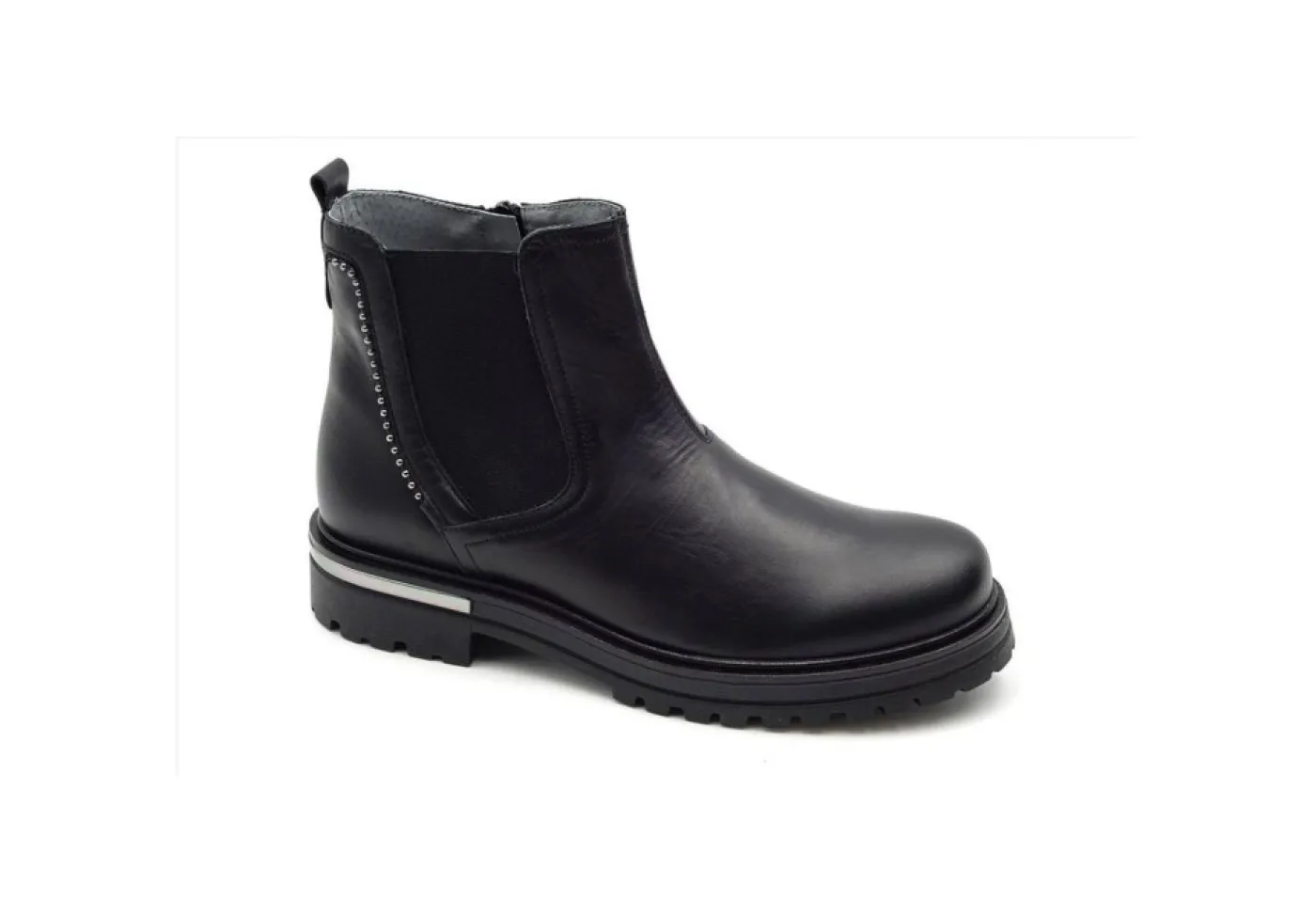 Nero Giardini Teens Tronchetti*Tronchetto In Pelle Con Elastico E Zip I031744F 100 Nero
