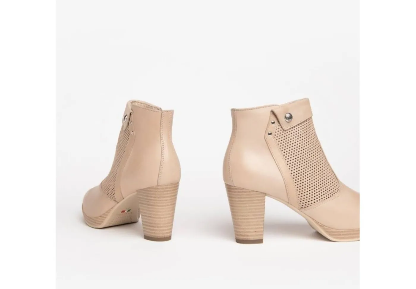 Nero Giardini Con Tacco*Tronchetto In Pelle Da Donna Con Tacco E306230D Champagn